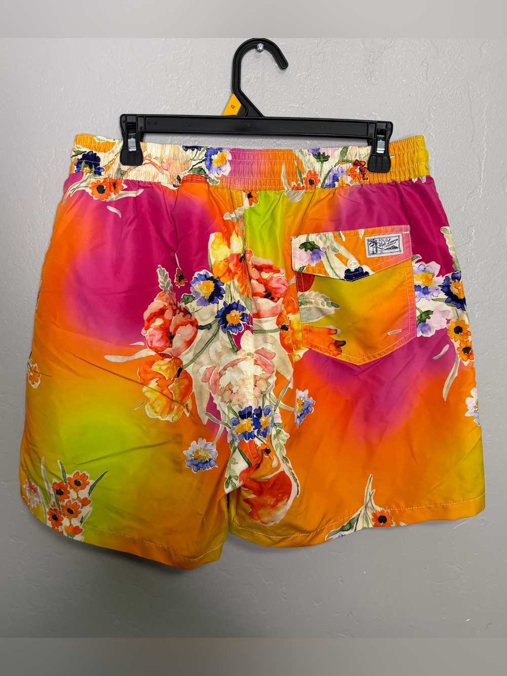 Polo Ralph Lauren Mens Orange Lined Floral Swim Trunks Sz L - Picture 5 of 9